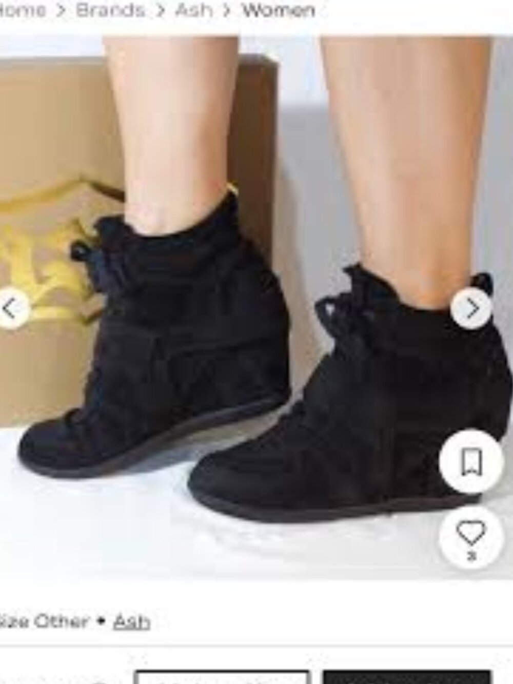 Ash Bowie Wedge High Top Sneakers Size: 38 black suede NWT - Picture 8 of 15